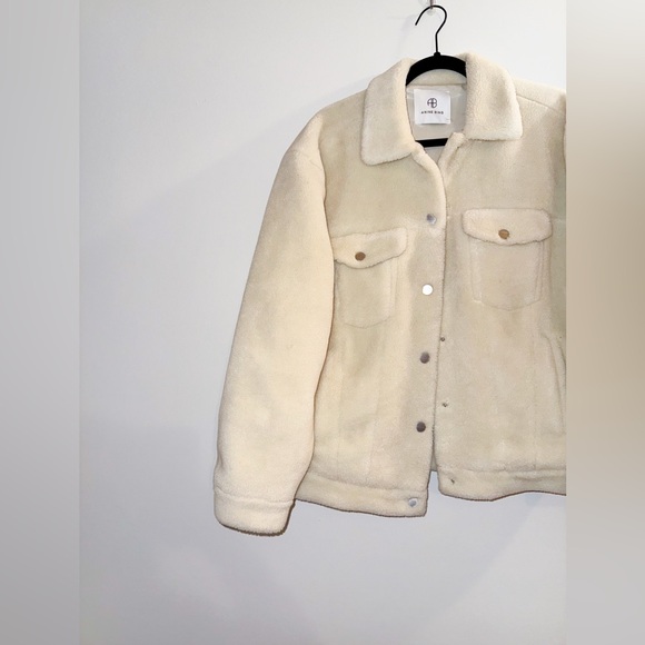 Anine Bing shearling oversized jacket ivory small teddy shacket - Picture 3 of 15